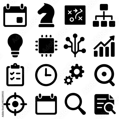 Strategic Icons: An array of strategic icons symbolizes the essence of planning, innovation, and progress. The image is an intricate composition of key concepts. 