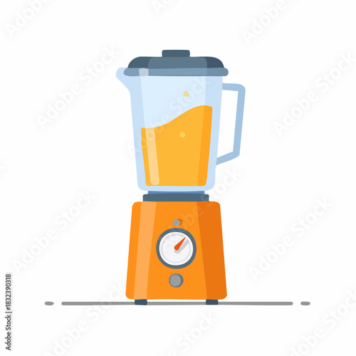 Orange blender filled with orange liquid vector illustration Kitchen device