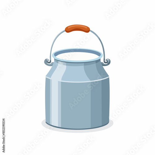 Classic Milk Can Vector Illustration, Metal Container for Farm Fresh Dairy Product