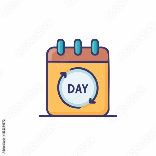 Calendar with rotating day cycle icon, representing daily repetition or schedule