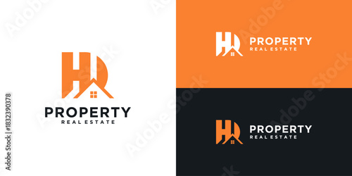 H and R real estate logo template design vector