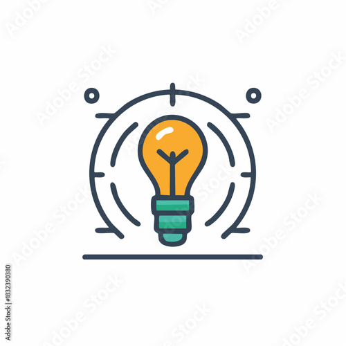 Targeted Idea Generation Bulb with Circular Arrows and Crosshairs Icon