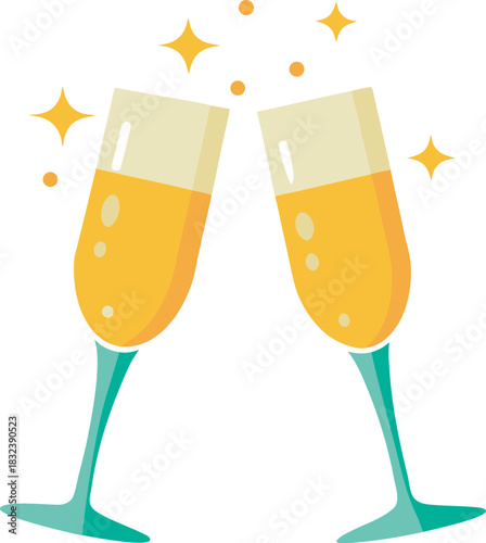 a flat vector illustration of two clinking champagne glasses  3