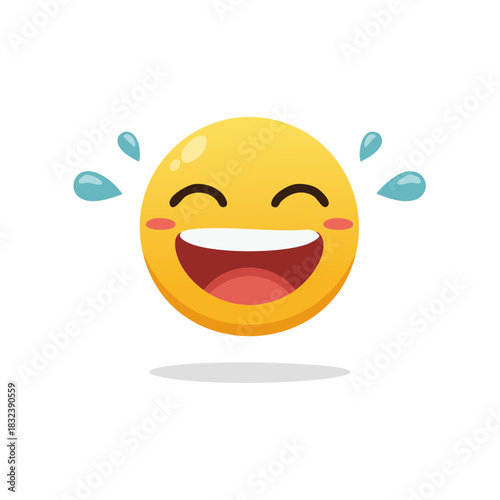 Overjoyed Laughter Emoji with Tears of Joy Streamed Down, Represents Extreme Happiness and Playfulness