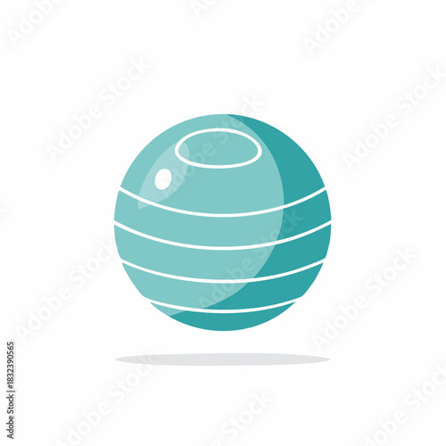 Fitness Ball Illustration for Core Exercises, Blue Round Inflatable