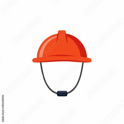 Orange Construction Hard Hat Protective Gear Safety Equipment Builder Workplace Design Vector Illustration