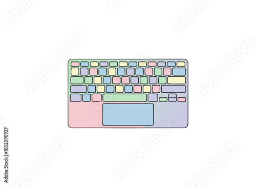 Colorful Pastel Keyboard with Trackpad Flat Vector Illustration Isolated on Black Background Minimalist Design