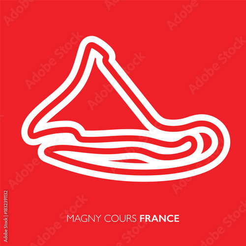 Magny Cours circuit, France. Motorsport race track vector map