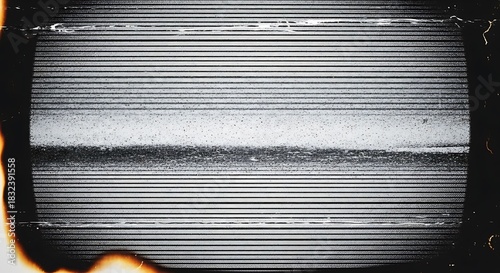 Vintage Television Static Screen with Burned Edges and Grainy Texture.