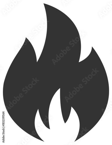 Fire icon isolated on white background.