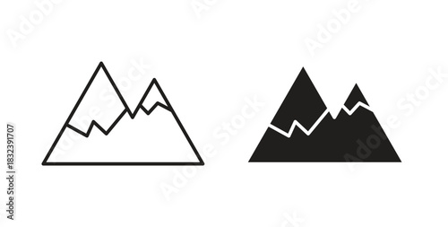 Mountain icon in simple flat trend modern graphic design abstract logotype element