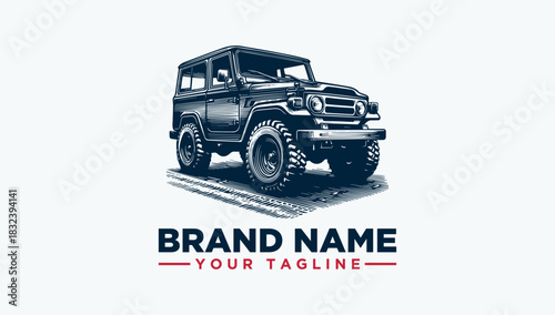Classic off-road vehicle logo design concept, a vintage 4x4 car vector illustration for an automotive brand car10.eps