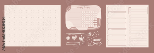 Weekly Planner Grid Pattern with Crayon Elements