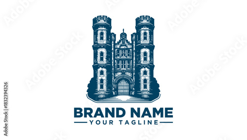 Elegant medieval castle fortress logo vector illustration, a majestic and secure architectural graphic design for branding and corporate identity