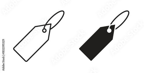 Label icon in line design and solid black and white colors for designs