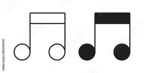 Music icon in line design and solid black and white colors for designs