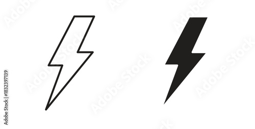 Lightning icon simple vectors in black, suitable for projects
