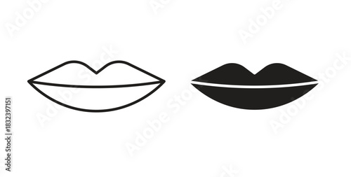 Lips icon simple vectors in black, suitable for projects