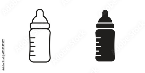 Milk bottle icon simple vectors in black, suitable for projects