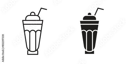 Milkshake icon simple vectors in black, suitable for projects