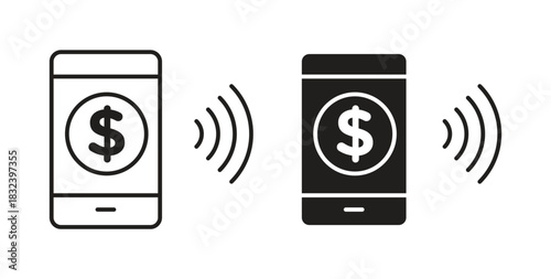 Mobile banking icon simple vectors in black, suitable for projects
