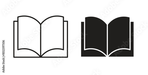 open book icon simple vectors in black, suitable for projects