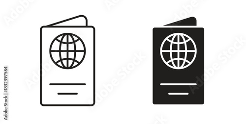 Passport icon simple vectors in black, suitable for projects