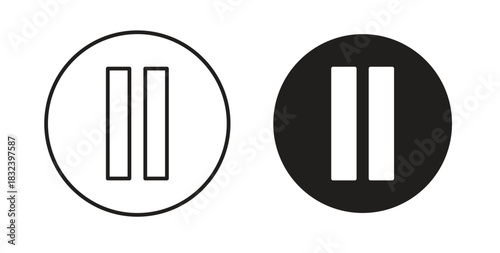 Pause button icon simple vectors in black, suitable for projects