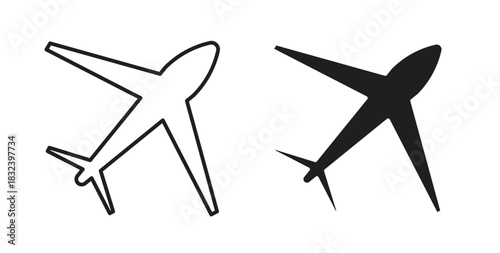 Plane icon simple vectors in black, suitable for projects