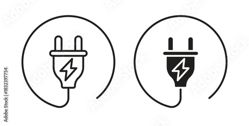 Plug icon simple vectors in black, suitable for projects
