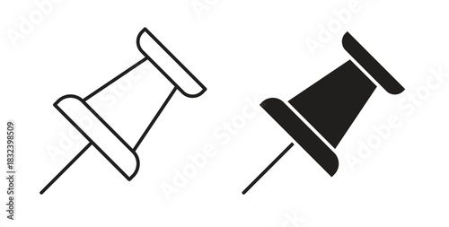 Push pin icon simple vectors in black, suitable for projects