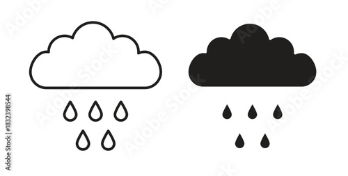 Rain icon simple vectors in black, suitable for projects