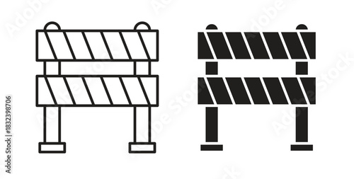 Roadblock icon simple vectors in black, suitable for projects