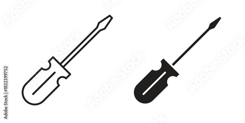 Screwdriver icon simple vectors in black, suitable for projects