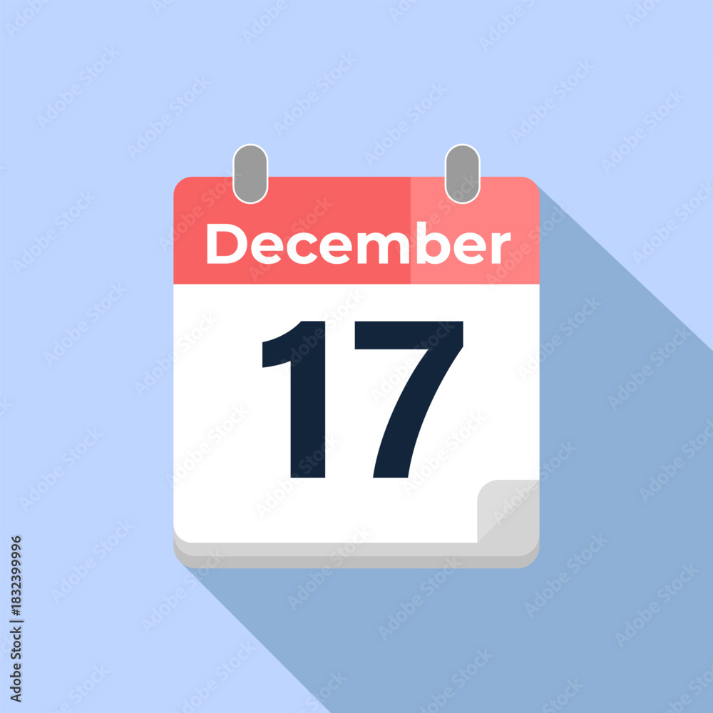 Fototapeta premium December 17 Vector Calendar Modern flat color vector calendar with date