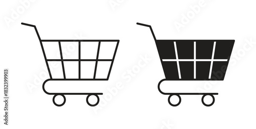 Shopping cart icon simple vectors in black, suitable for projects