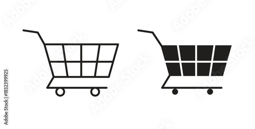 Shopping trolley icon simple vectors in black, suitable for projects