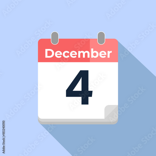 December 4 Vector Calendar
Modern flat color vector calendar with date