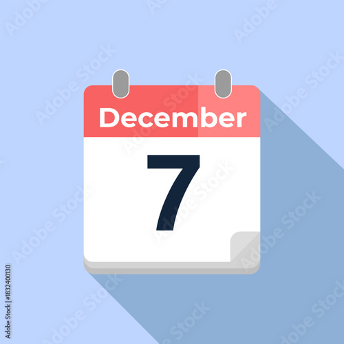 December 7 Vector Calendar
Modern flat color vector calendar with date