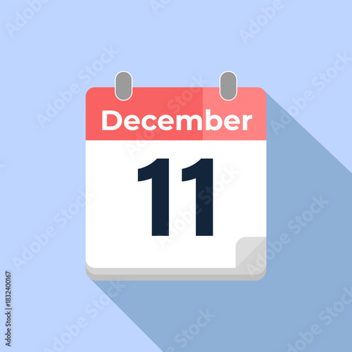 December 11 Vector Calendar
Modern flat color vector calendar with date