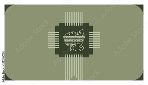 Multiplication of the Loaves and Fish. Christian Bible Miracle Symbol. Minimalist Flat Vector Illustration.