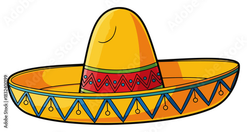Mexican sombrero hat — traditional mariachi fiesta icon vector illustration