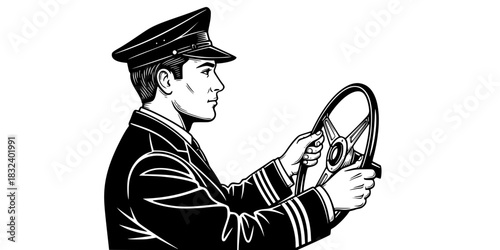 Taxi driver or rideshare man driving car transport vector icon