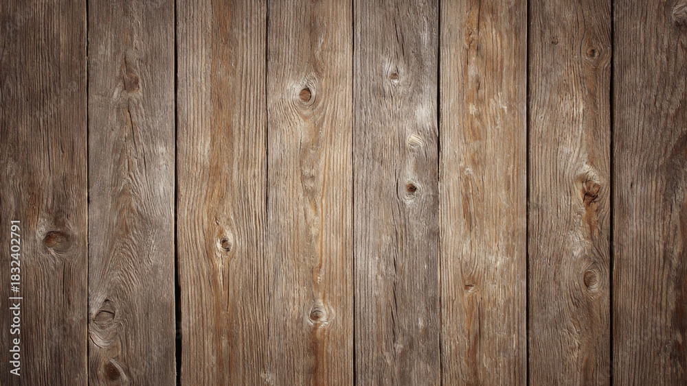 Naklejka premium Aged wooden planks with rustic texture and prominent grain. Perfect background for vintage, natural, or farmhouse designs.