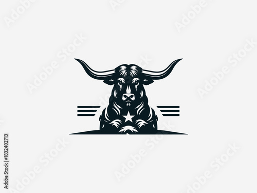 Strong bull wearing a cowboy hat representing western power leadership and bold ranch identity vector illustration