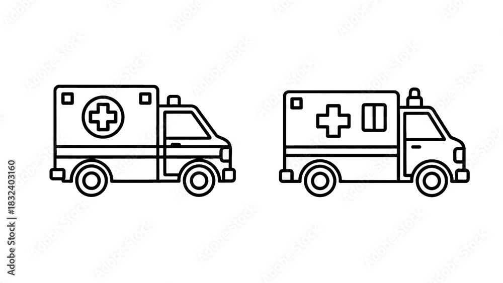 Fototapeta premium Two ambulance icons for medical services and healthcare design