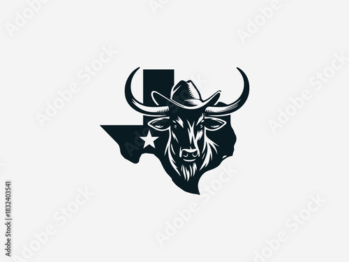 Strong bull wearing a cowboy hat representing western power leadership and bold ranch identity vector illustration