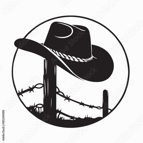 Cowboy Hat On Fence Post Image Vector On White Background
