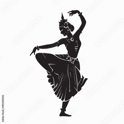 Apsara Dancer Of Angkor Wat Silhouette Logo Vector Isolated On White Background