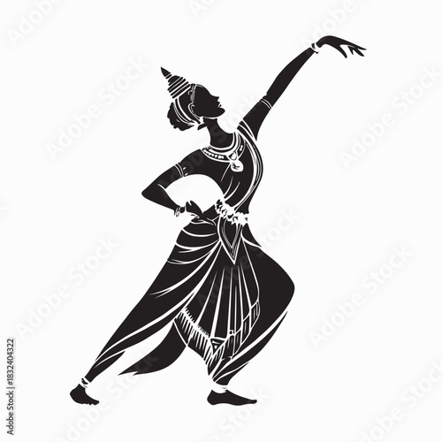 Apsara Dancer Of Angkor Wat Silhouette Logo Vector Isolated On White Background